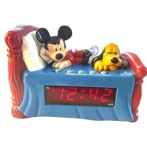Vintage 90s Disney Digital Alarm Clock Mickey Mouse Pluto Westclox 36400